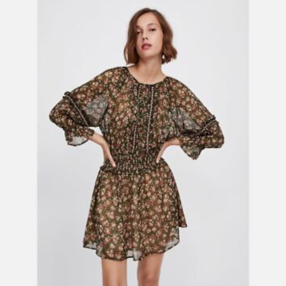 Zara Floral Long Sleeve Dress